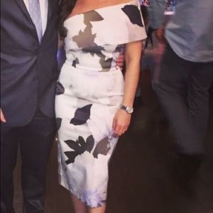 One shoulder floral cocktail dress